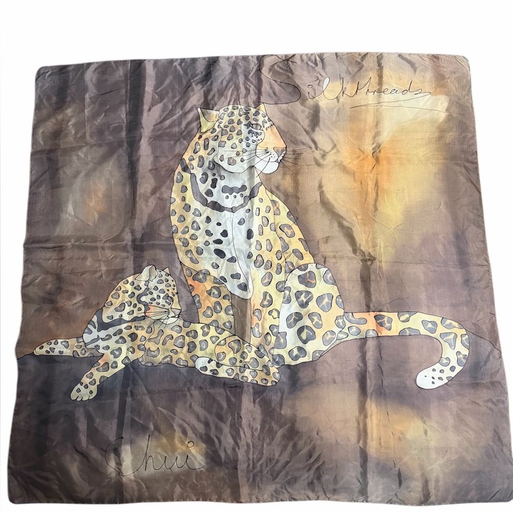 Vintage Leopard Print Silk Scarf Silkthreads
36” by 36” art to wear collectible